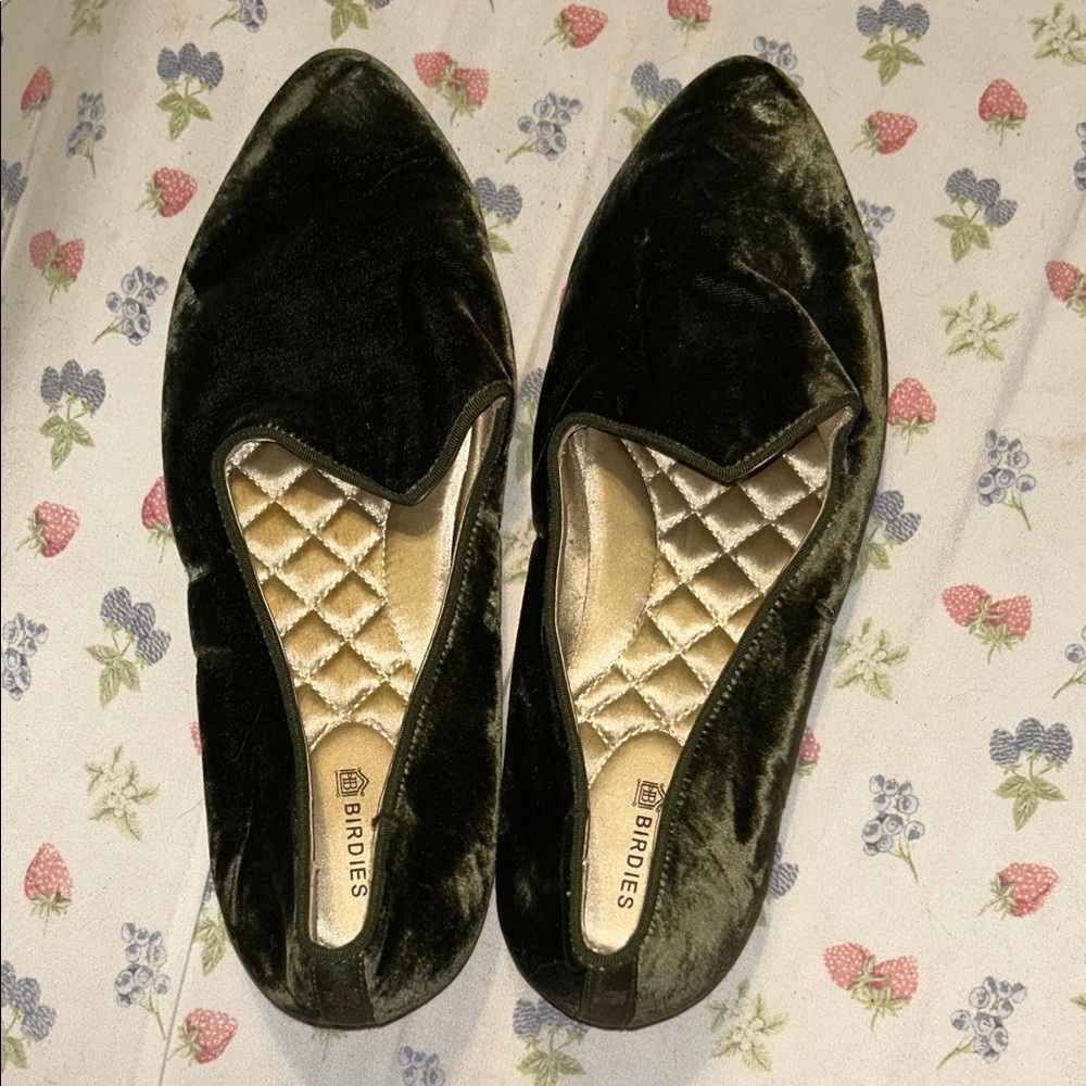 Birdies Velvet Loafers - Forest Green